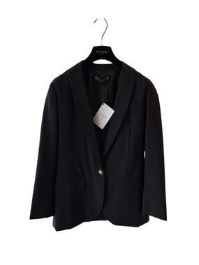 🚩steal Balmain Black Wool Blazer Label Detail